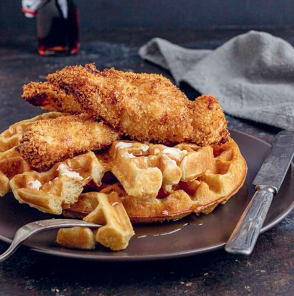 Buttermilk fried chicken and waffles