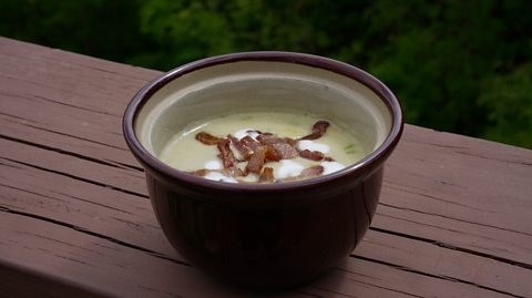 Buttermilk, lima bean and bacon soup