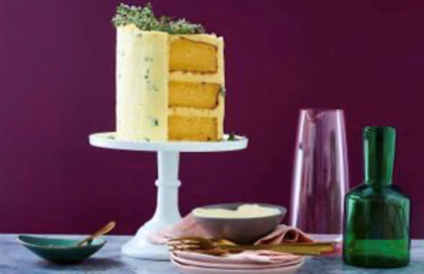Buttermilk mud cake with lemon-thyme cream cheese