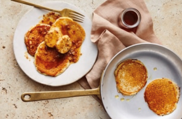 Buttermilk pancakes with maple pecan butter