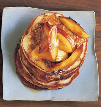 Buttermilk pancakes with maple syrup apples