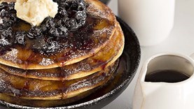 Buttermilk pancakes with vanilla-baked blueberries & ricotta [Tom Hutchison]