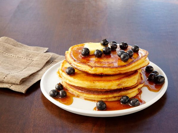 Buttermilk pancakes with vanilla bean-berry syrup