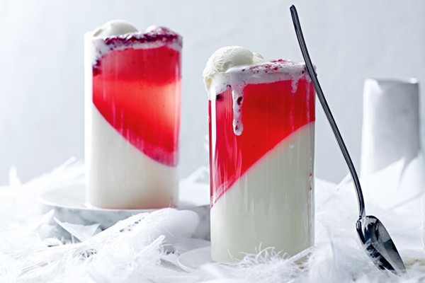 Buttermilk panna cotta & cherry spiders