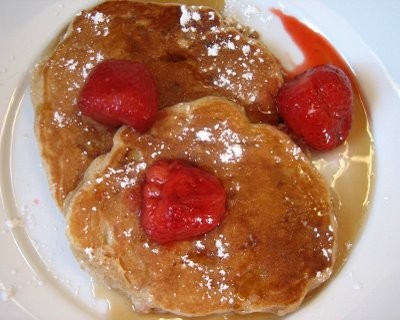 Buttermilk peach pancakes