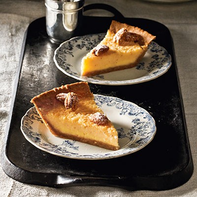 Buttermilk pie with with pecan crust