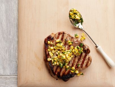 Buttermilk pork chops with corn relish