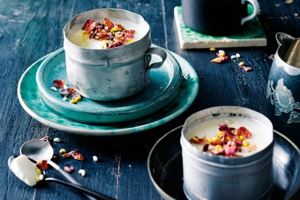 Buttermilk, rosewater & cardamom puddings