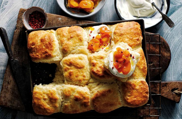 Buttermilk scones with apricot and peppercorn jam