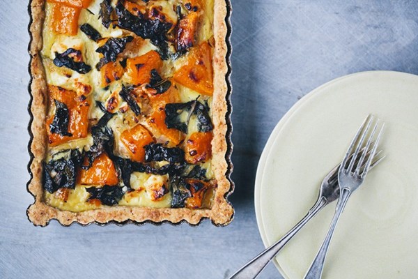 Butternut, kale & feta quiche