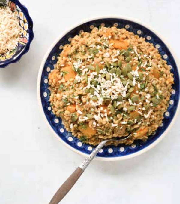 Butternut oat groat risotto 