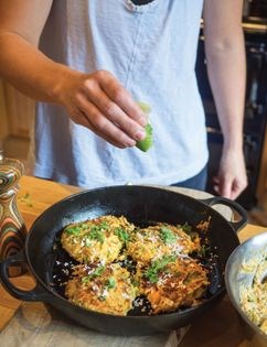 Butternut, peanut, chilli and coconut fritters