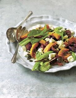 Butternut, red onion and pumpkin seed salad