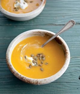 Butternut squash & apple soup with pumpkin seeds