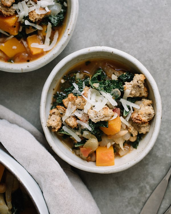 Butternut squash + kale minestra
