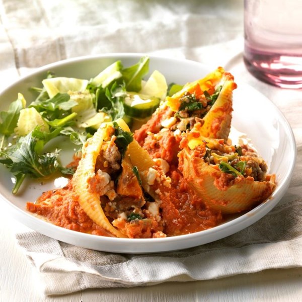 Butternut squash & sausage stuffed shells