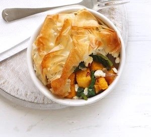 Butternut squash & spinach filo pie