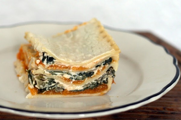 Butternut squash & Swiss chard white lasagna