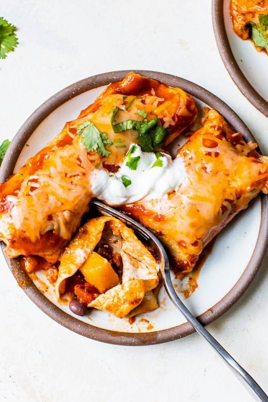 Butternut squash and black bean enchiladas
