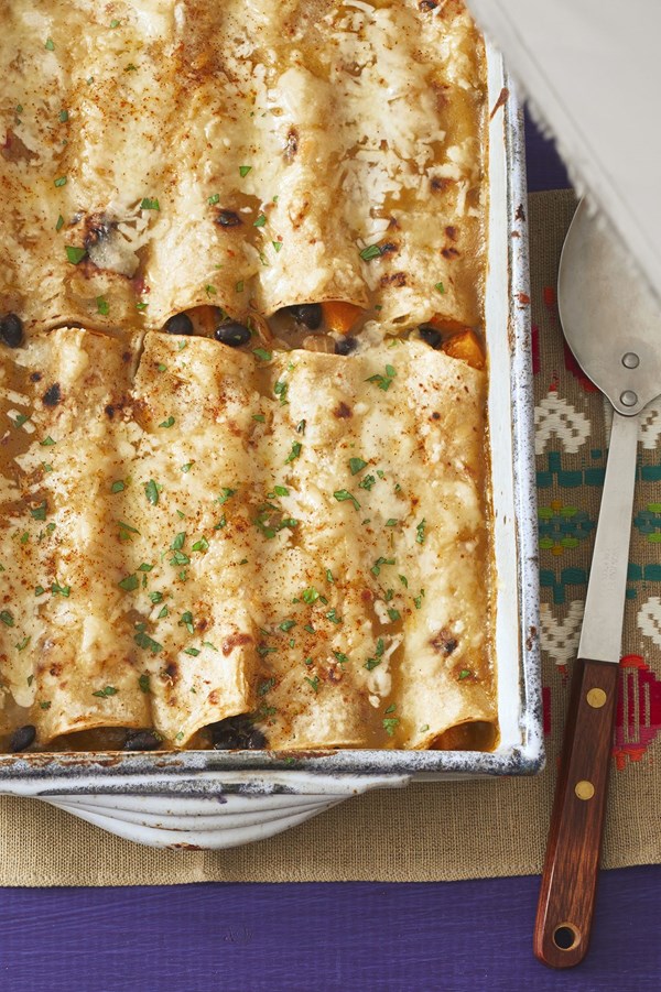 Butternut squash and black bean enchiladas