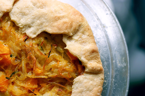 Butternut squash and caramelized onion galette