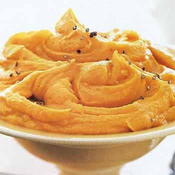 Butternut squash and carrot purée with maple syrup