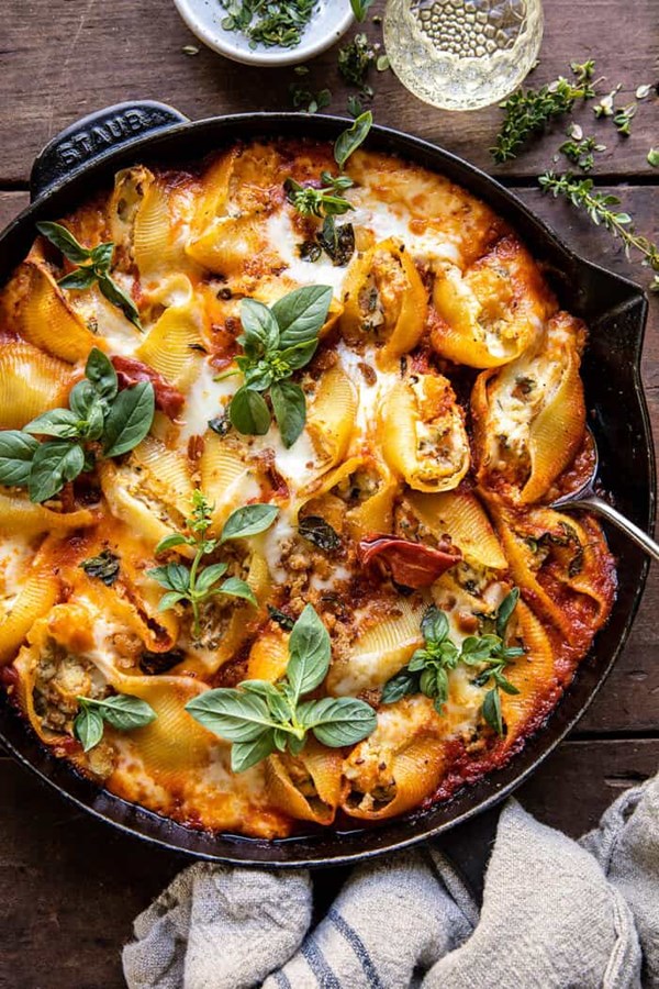 Butternut squash and cheese stuffed pasta shells
