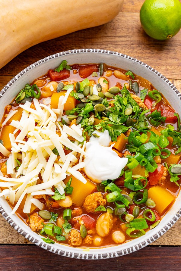 Butternut squash and chorizo chili