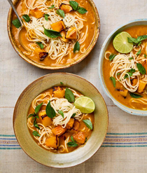 Butternut squash and coconut noodle soup