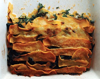 Butternut squash and creamed-spinach gratin