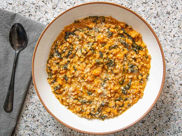 Butternut squash and kale farrotto