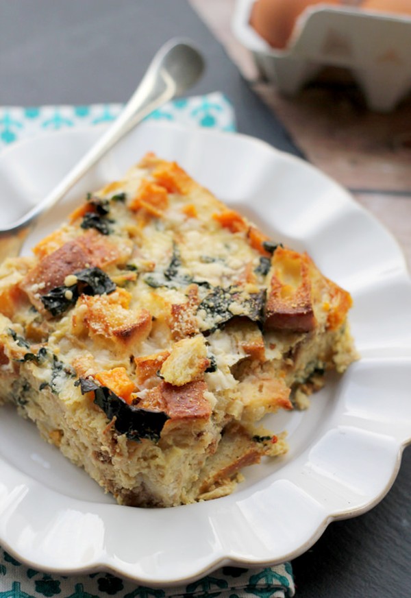 Butternut squash and kale strata