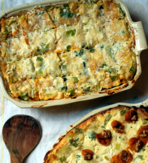 Butternut squash and leek lasagna