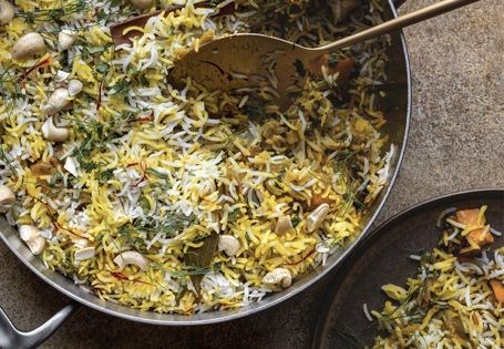 Butternut squash and mushroom biryani