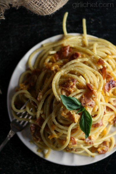 Butternut squash and prosciutto bucatini carbonara