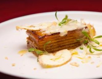 Butternut squash and rosemary terrine, chestnut and Vacherin