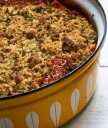 Butternut squash and spinach casserole with herbed feta crumble 