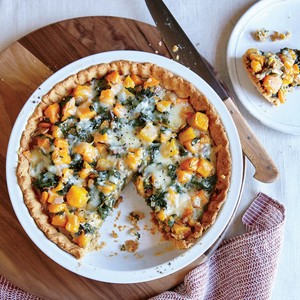 Butternut squash and Swiss chard tart with olive oil crust