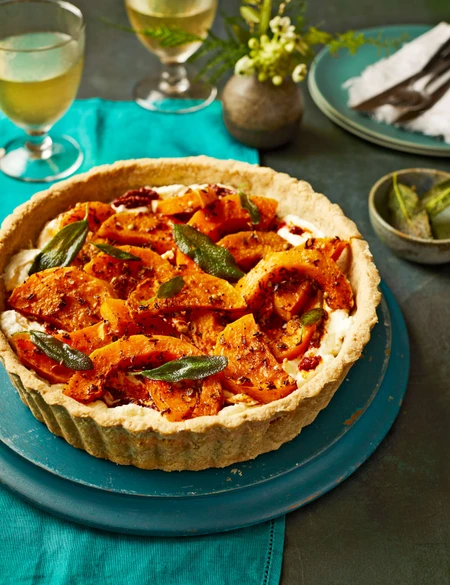 Butternut squash and whipped feta tart