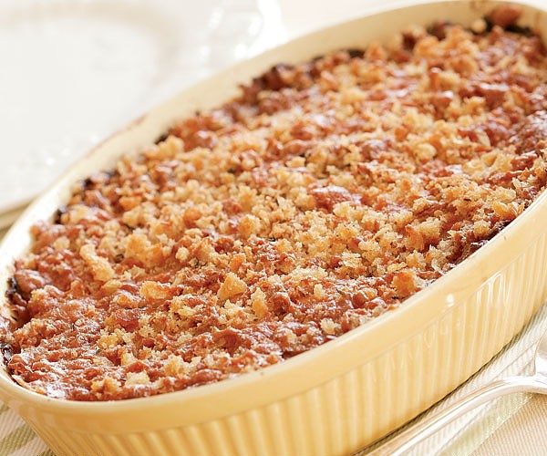Butternut squash, apple, leek, and potato gratin with a cheddar crust