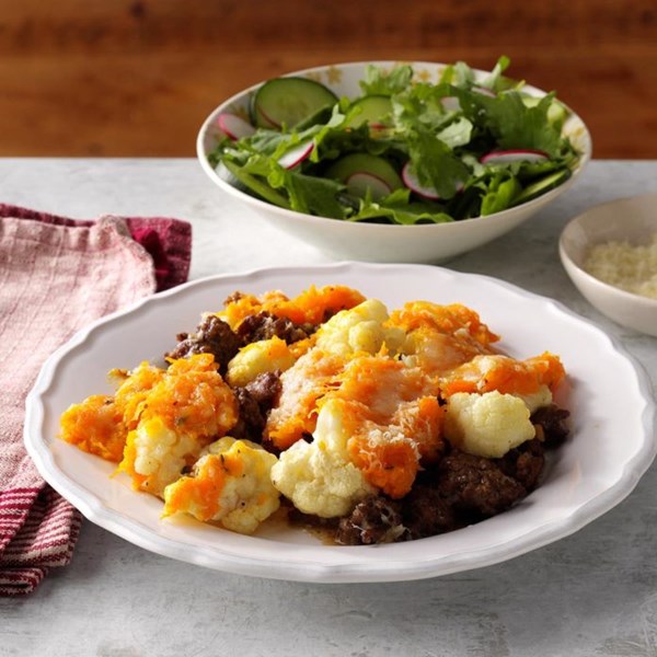 Butternut squash, cauliflower & beef shepherd's pie