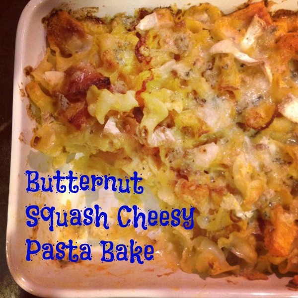Butternut squash cheesy pasta bake