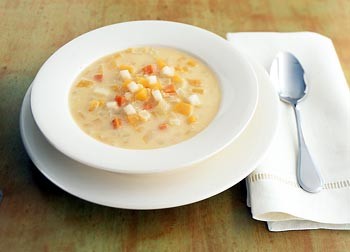 Butternut squash chowder with pears and ginger