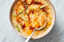 Butternut squash congee with chile oil