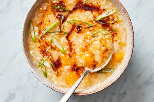 Butternut squash congee with chile oil [Hetty Lui McKinnon]