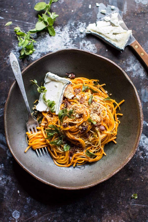 Butternut squash goat cheese pasta