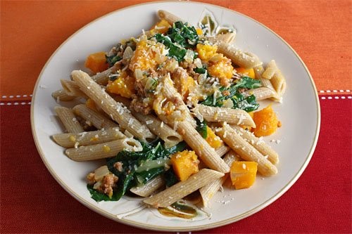 Butternut squash, Italian sausage and sage pasta