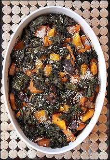 Butternut squash, kale and shiitake casserole