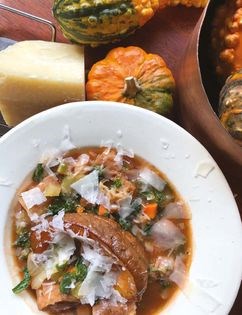 Butternut squash, kale, leeks, and canned tomato [soup] (Ribollita)