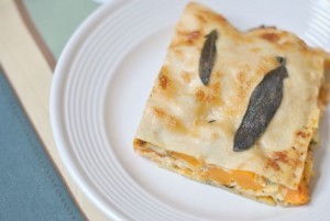 Butternut squash lasagna bake with ricotta and sage